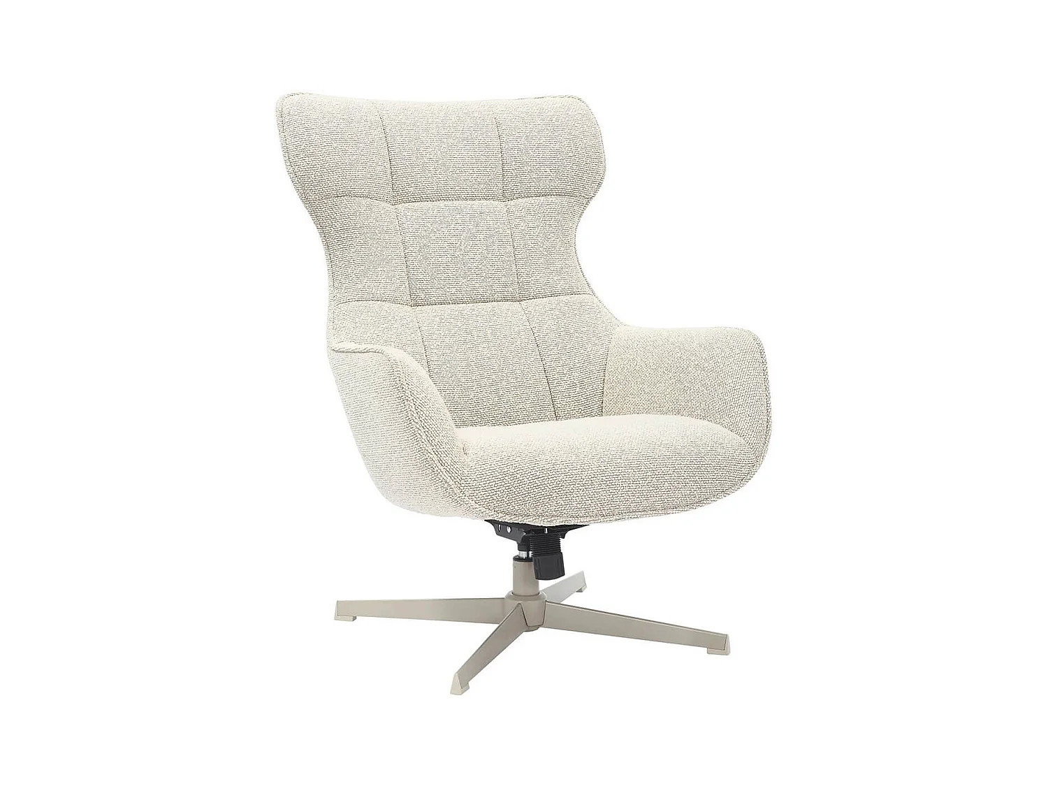 BALTASAR - Fauteuil Pivotant Tissu Bouclette Chiné Beigez Clair