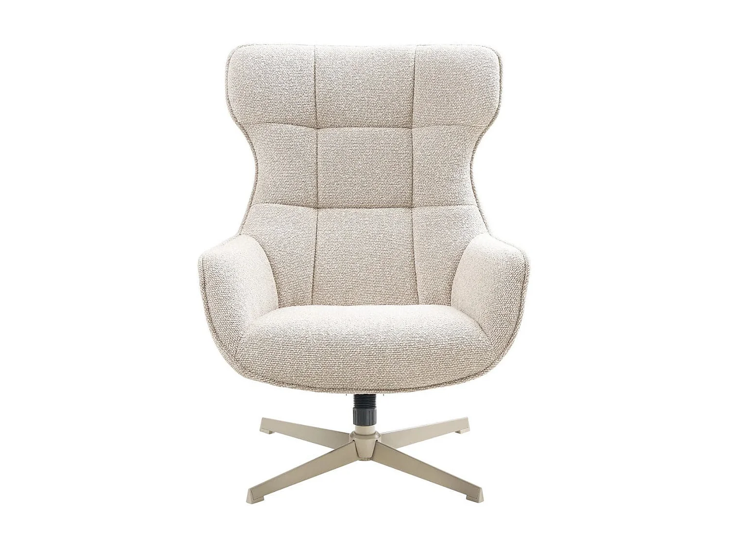 BALTASAR - Fauteuil Pivotant Tissu Bouclette Chiné Beigez Clair