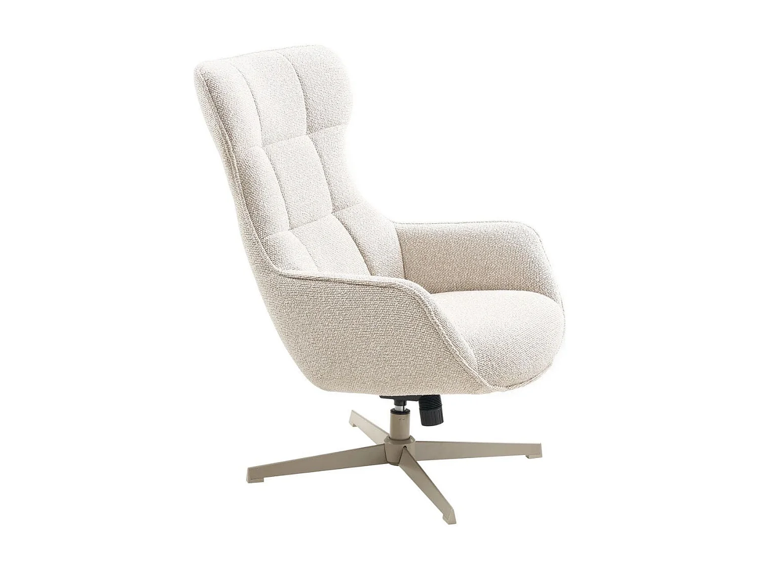 BALTASAR - Fauteuil Pivotant Tissu Bouclette Chiné Beigez Clair