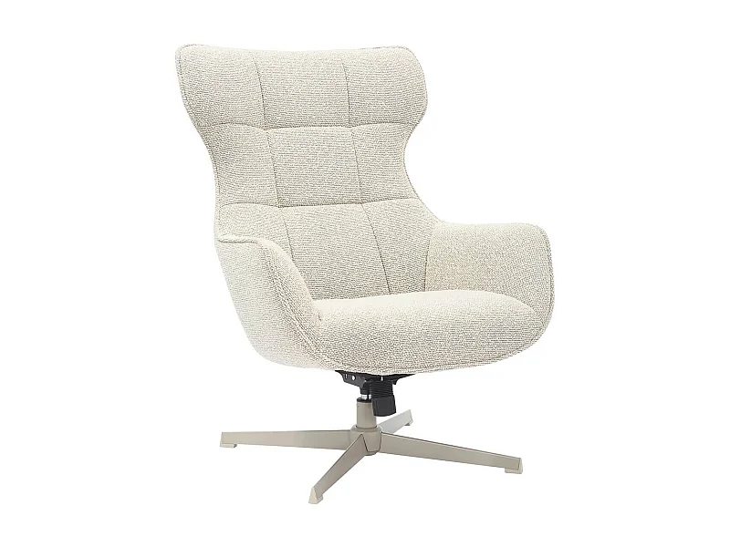 BALTASAR - Fauteuil Pivotant Tissu Bouclette Chiné Beigez Clair