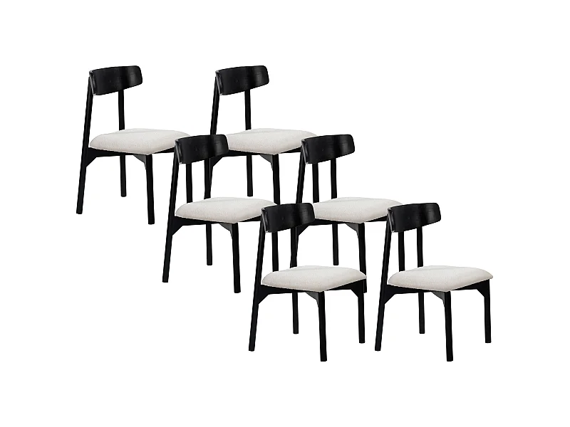 Stuhl 6er-Set - Bouclé-Stoff & Mangoholz - Weiß - TAMENIA von Maison Céphy