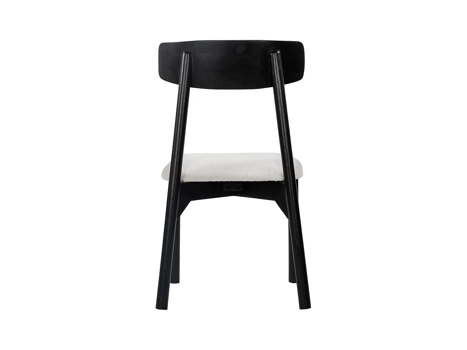 Lot de 6 chaises en tissu bouclette et bois de manguier noir - Blanc - TAMENIA de Maison Céphy