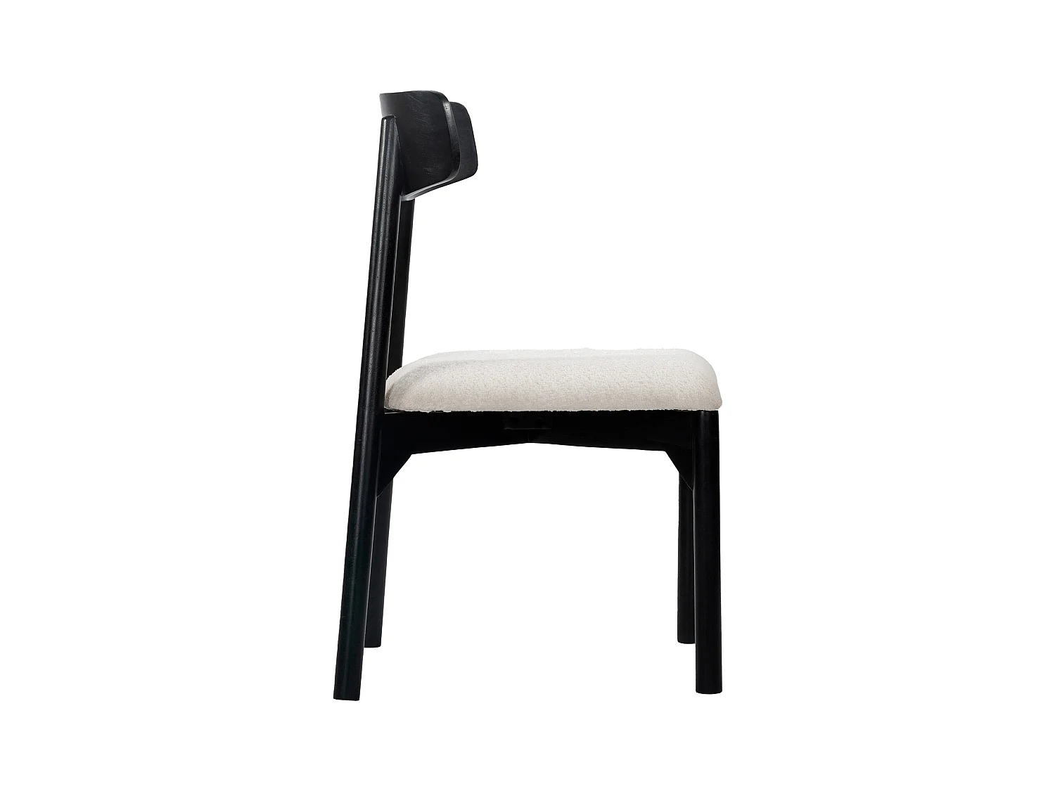 Lot de 6 chaises en tissu bouclette et bois de manguier noir - Blanc - TAMENIA de Maison Céphy
