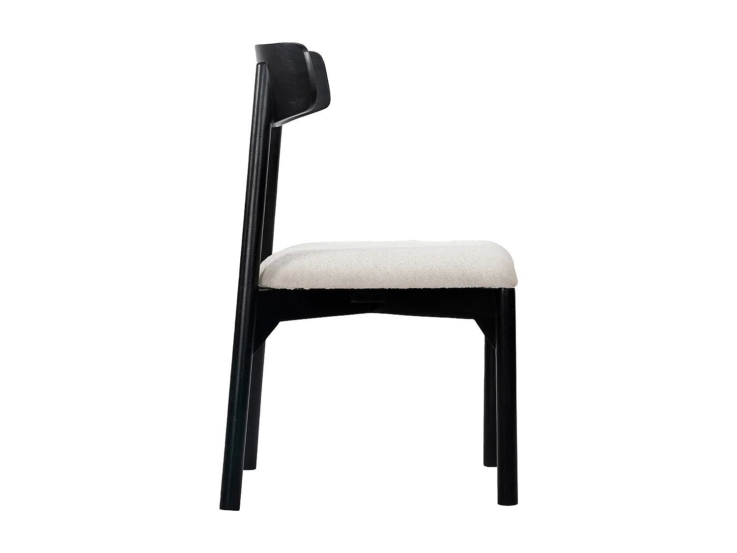 Lot de 6 chaises en tissu bouclette et bois de manguier noir - Blanc - TAMENIA de Maison Céphy
