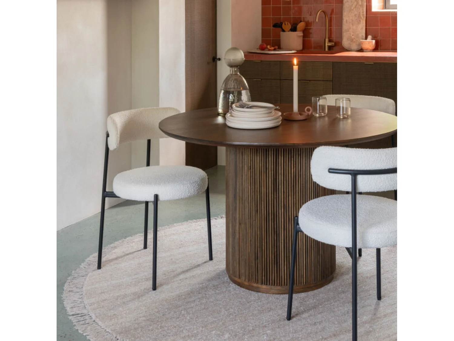 Chaises design en métal noir et bouclette (lot de 2) - GERDA