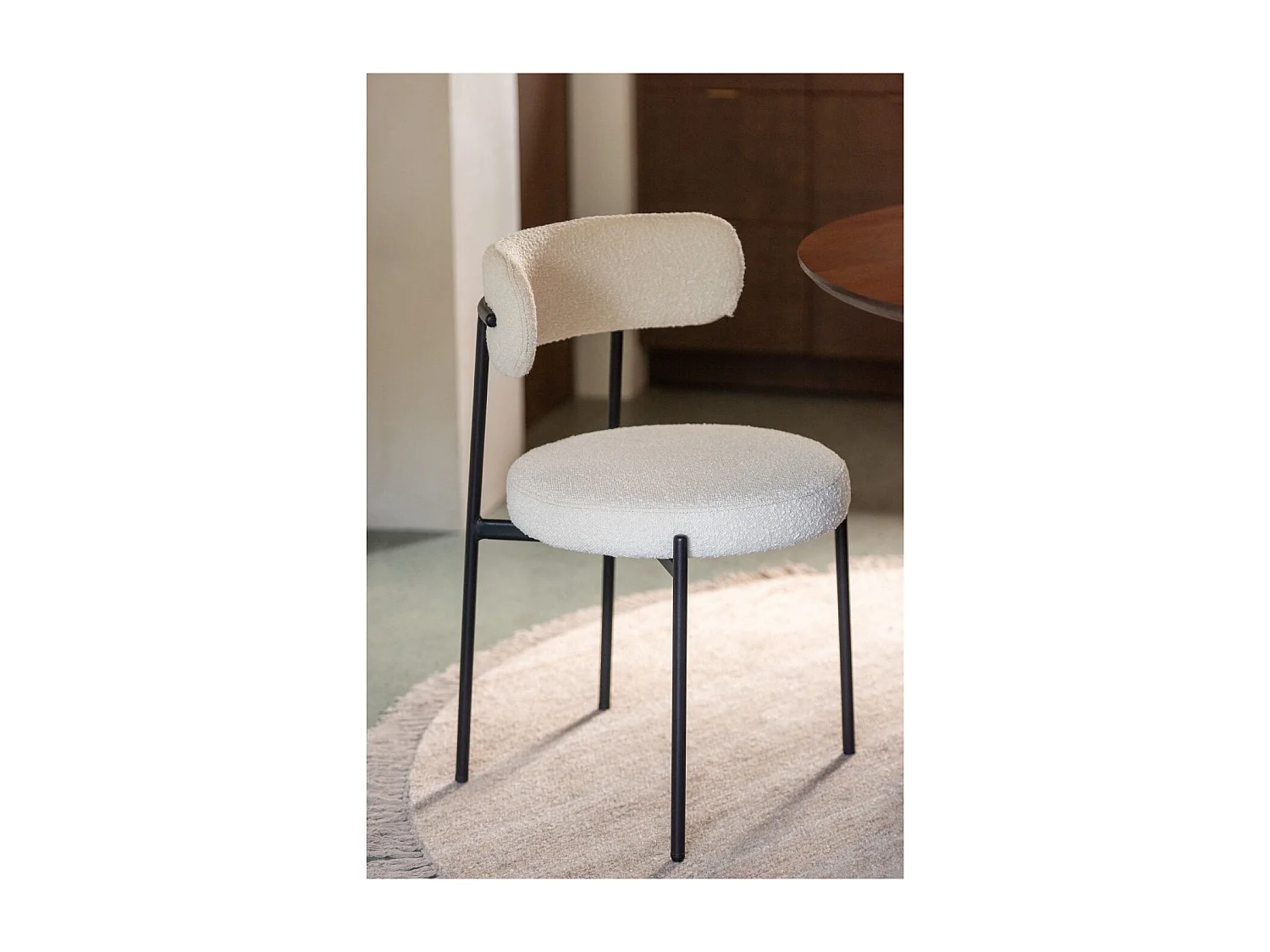 Chaises design en métal noir et bouclette (lot de 2) - GERDA