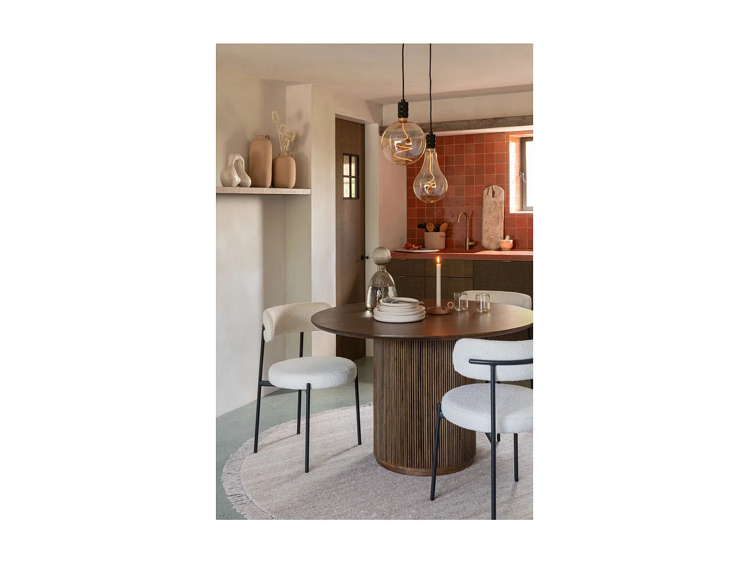 Chaises design en métal noir et bouclette (lot de 2) - GERDA