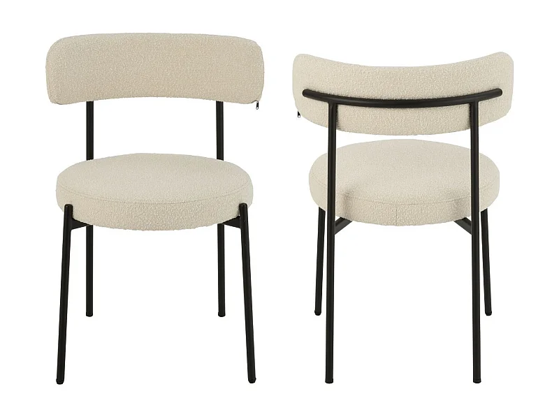 Chaises design en métal noir et bouclette (lot de 2) - GERDA