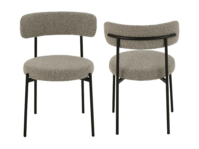 Chaises design en métal noir et bouclette (lot de 2) - GERDA