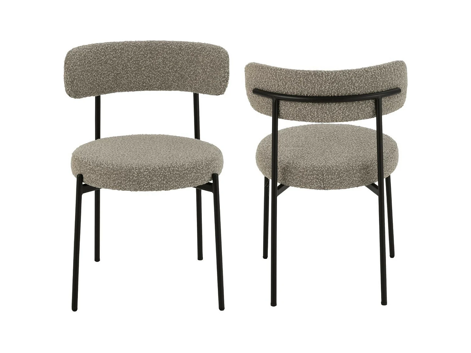 Chaises design en métal noir et bouclette (lot de 2) - GERDA