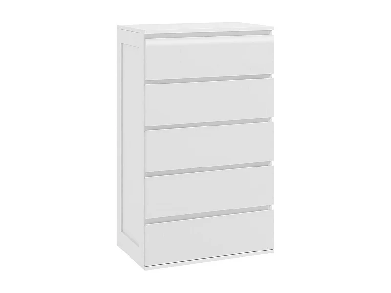 Commode 5 tiroirs style contemporain dim. 60L x 38l x 100H cm blanc