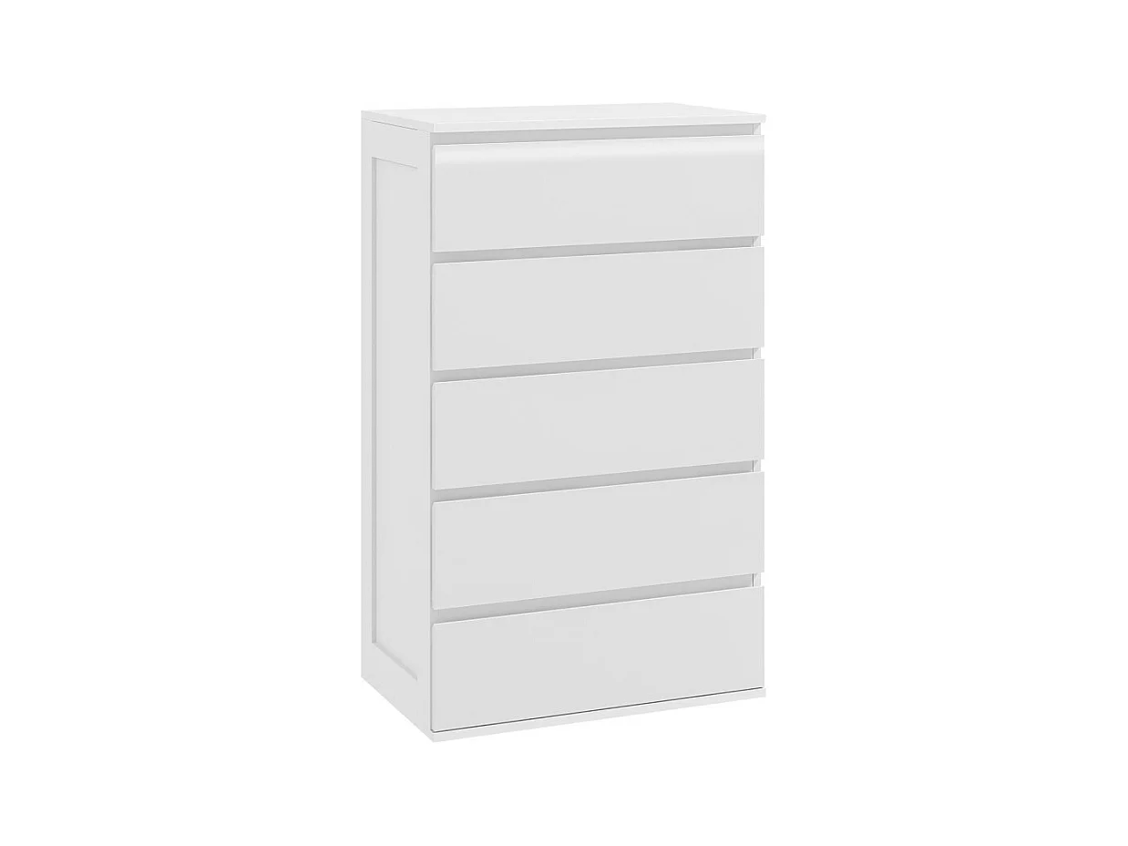 Commode 5 tiroirs style contemporain dim. 60L x 38l x 100H cm blanc