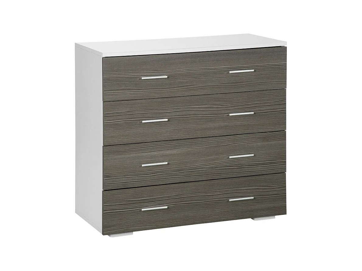 Commode 4 tiroirs style contemporain 76 x 35 x 72 cm blanc gris