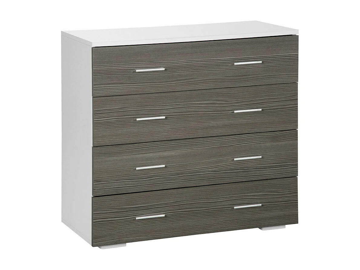 Commode 4 tiroirs style contemporain 76 x 35 x 72 cm blanc gris