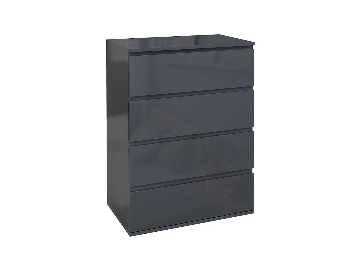 Commode 4 tiroirs style contemporain laqué gris