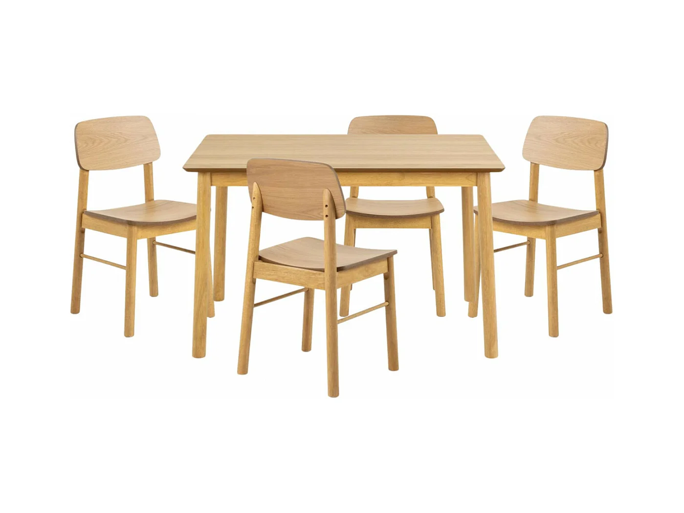 Table rectangulaire en chêne L120 + 4 chaises chêne - IZIA