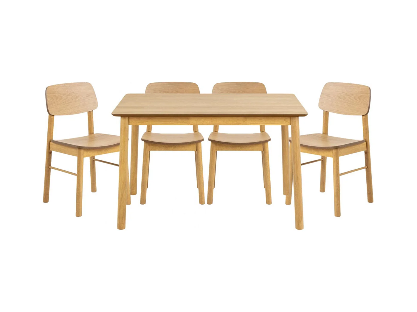 Table rectangulaire en chêne L120 + 4 chaises chêne - IZIA