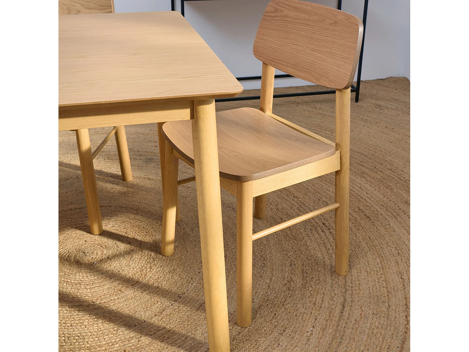 Table rectangulaire en chêne L120 + 4 chaises chêne - IZIA