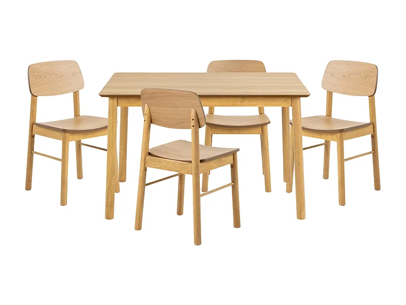 Table rectangulaire en chêne L120 + 4 chaises chêne - IZIA