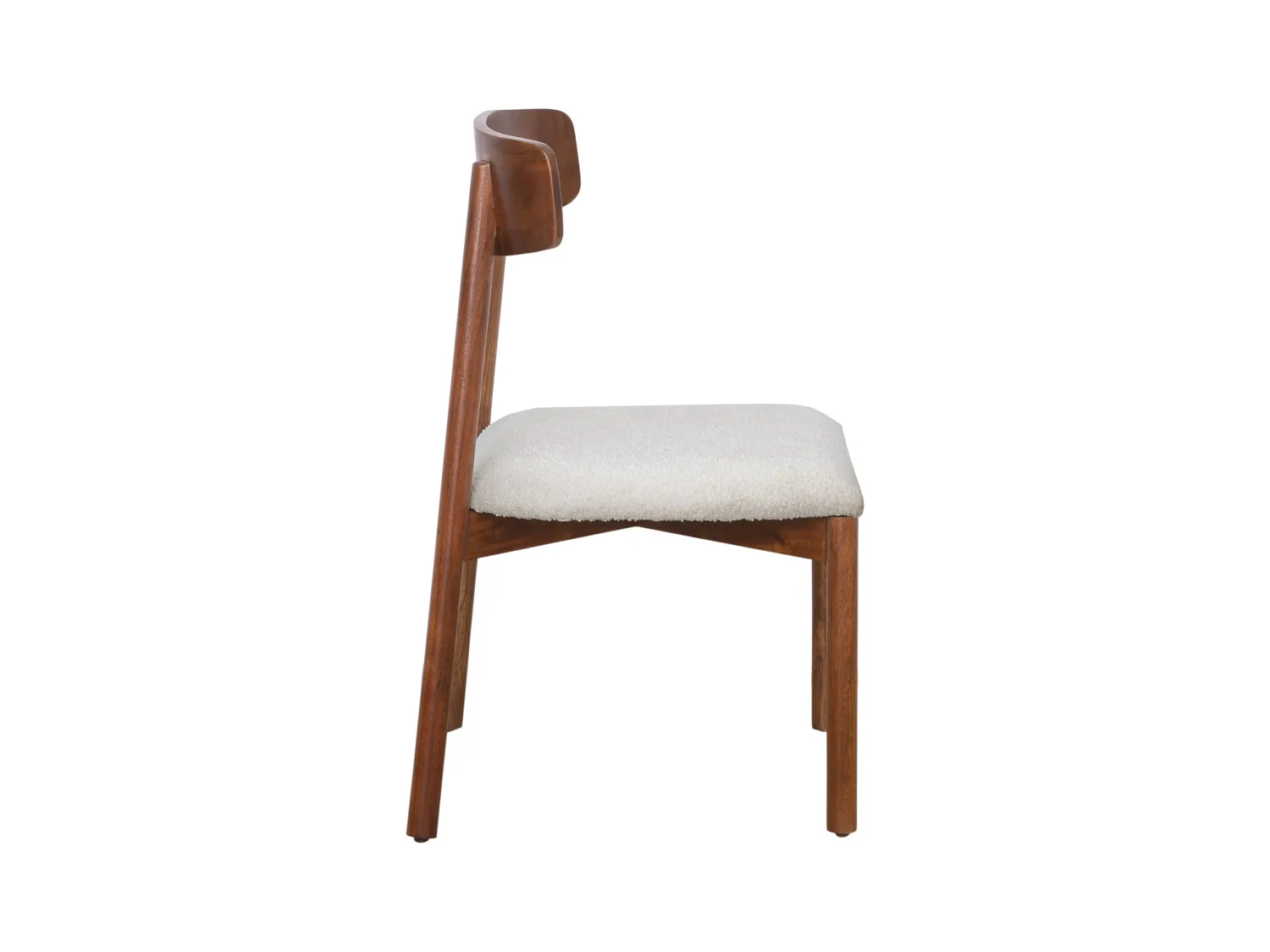 Stuhl 6er-Set - Bouclé-Stoff & Akazienholz - Weiß - TAMENIA von Maison Céphy