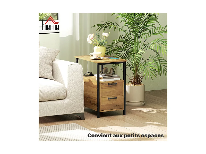 Table basse port USB et double prise STARKY bois