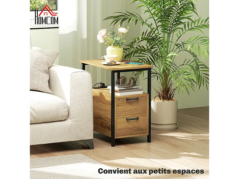 Table basse port USB et double prise STARKY bois