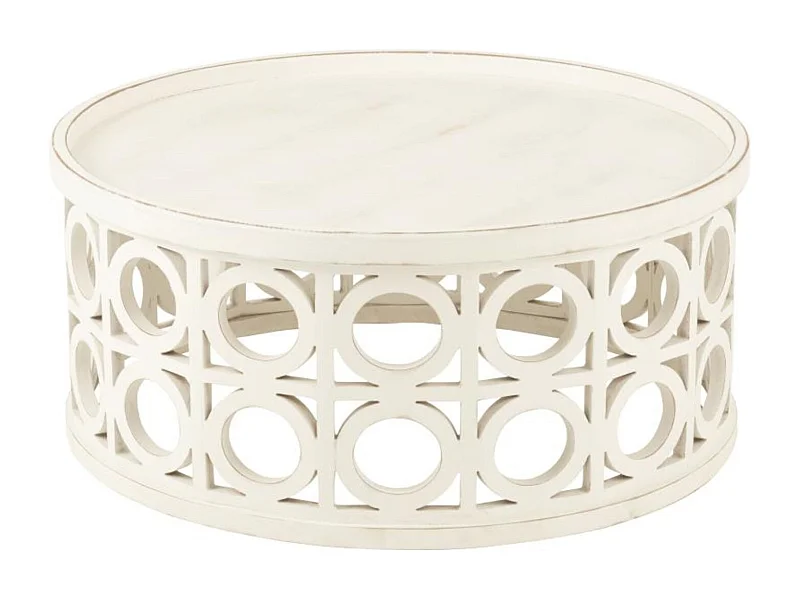 Table basse ronde sculptée en bois D78 - CAHUITA