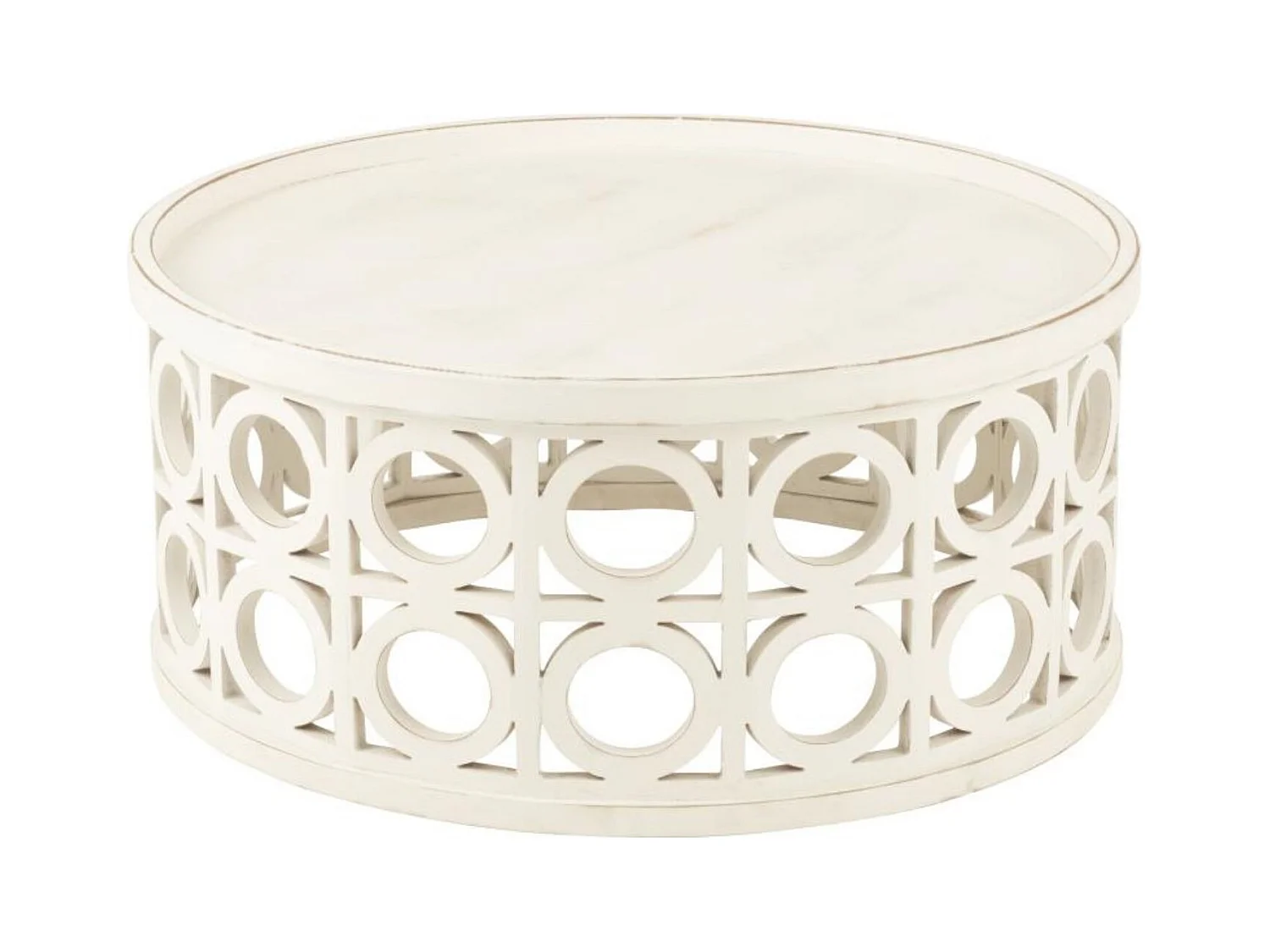 Table basse ronde sculptée en bois D78 - CAHUITA