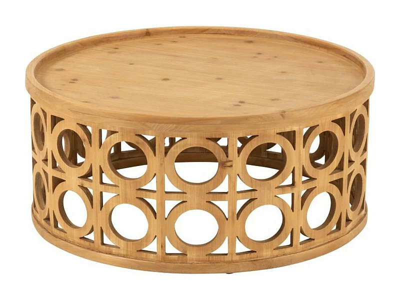 Table basse ronde sculptée en bois D78 - CAHUITA