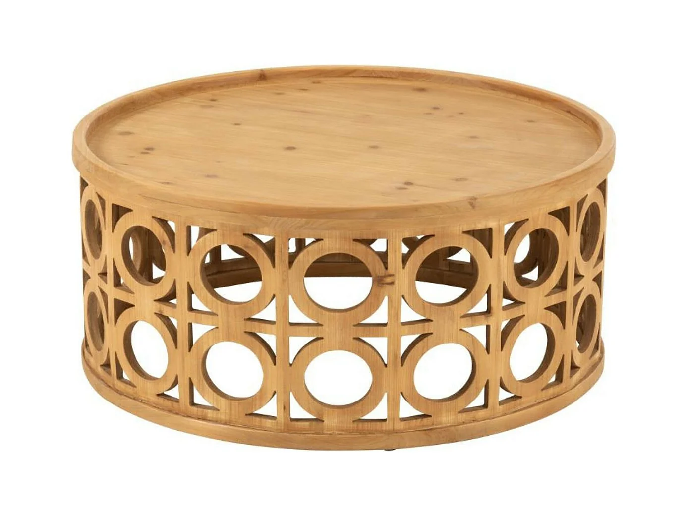 Table basse ronde sculptée en bois D78 - CAHUITA