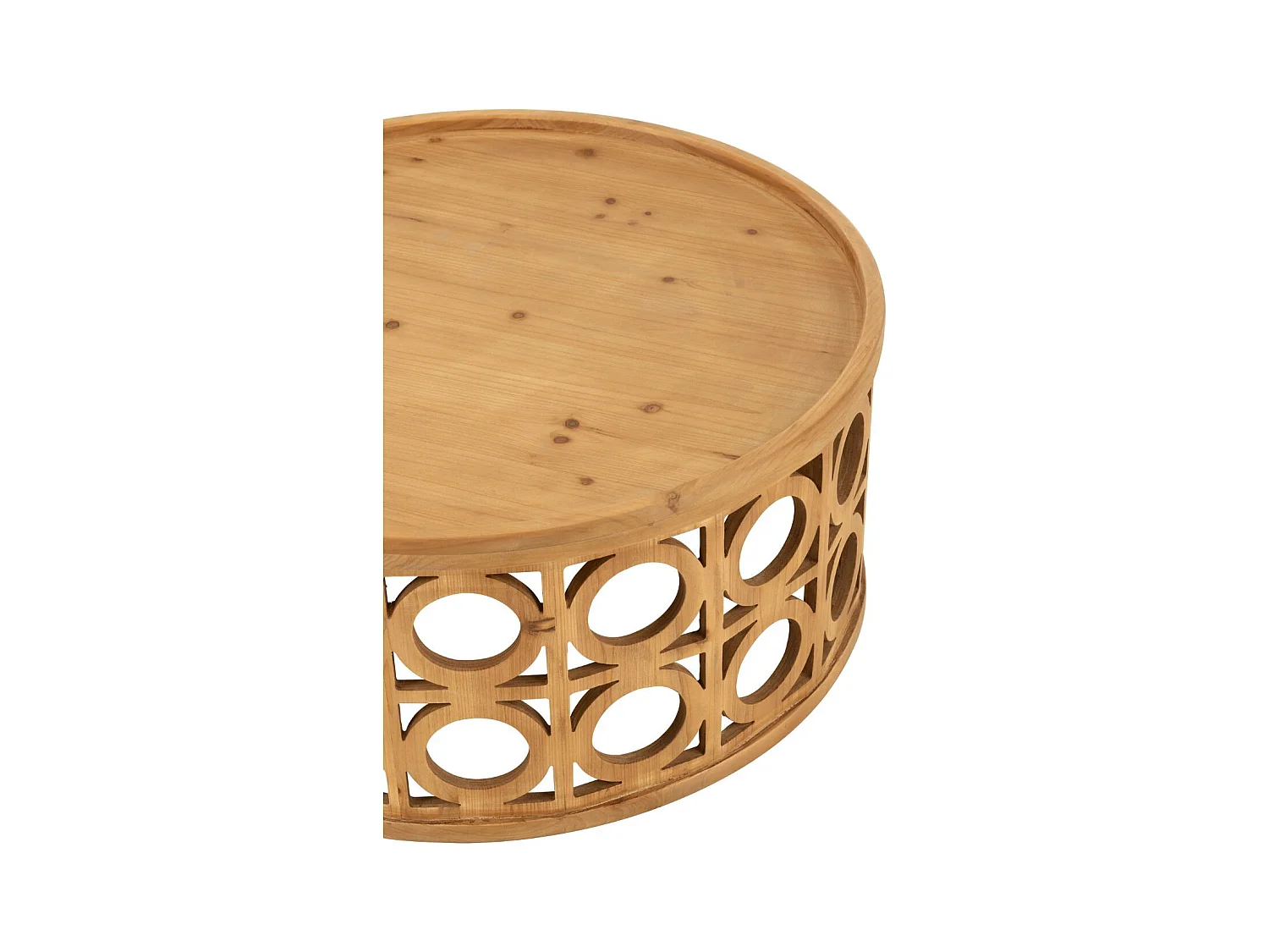 Table basse ronde sculptée en bois D78 - CAHUITA