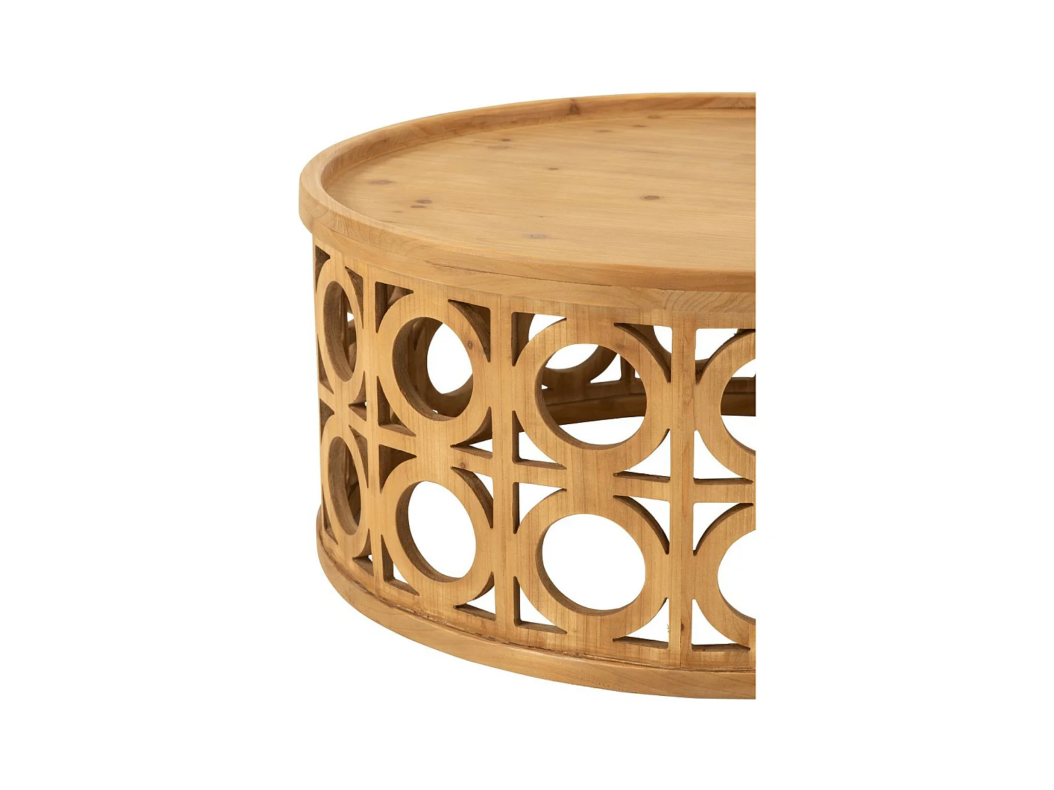 Table basse ronde sculptée en bois D78 - CAHUITA