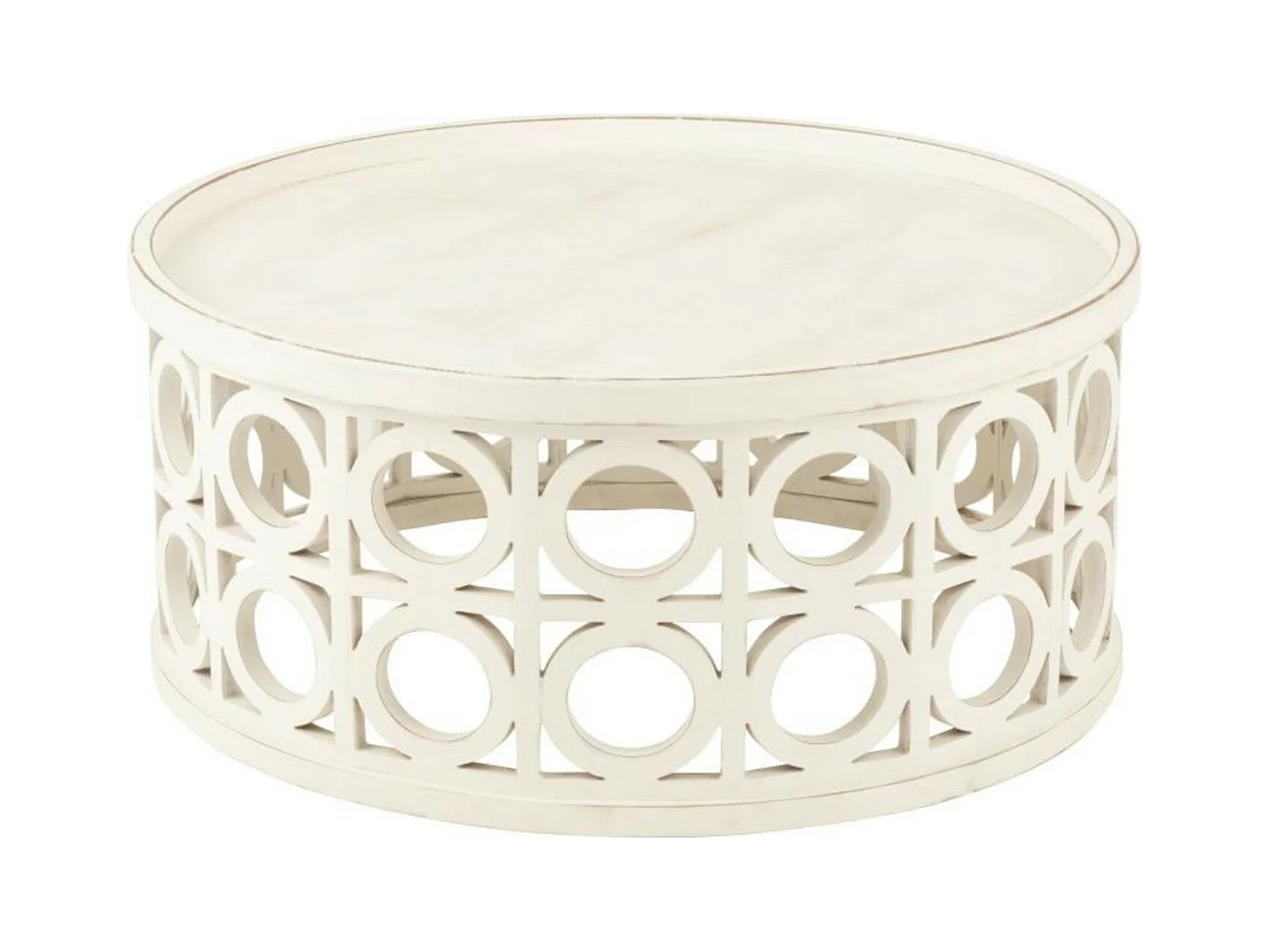 Table basse ronde sculptée en bois D78 - CAHUITA