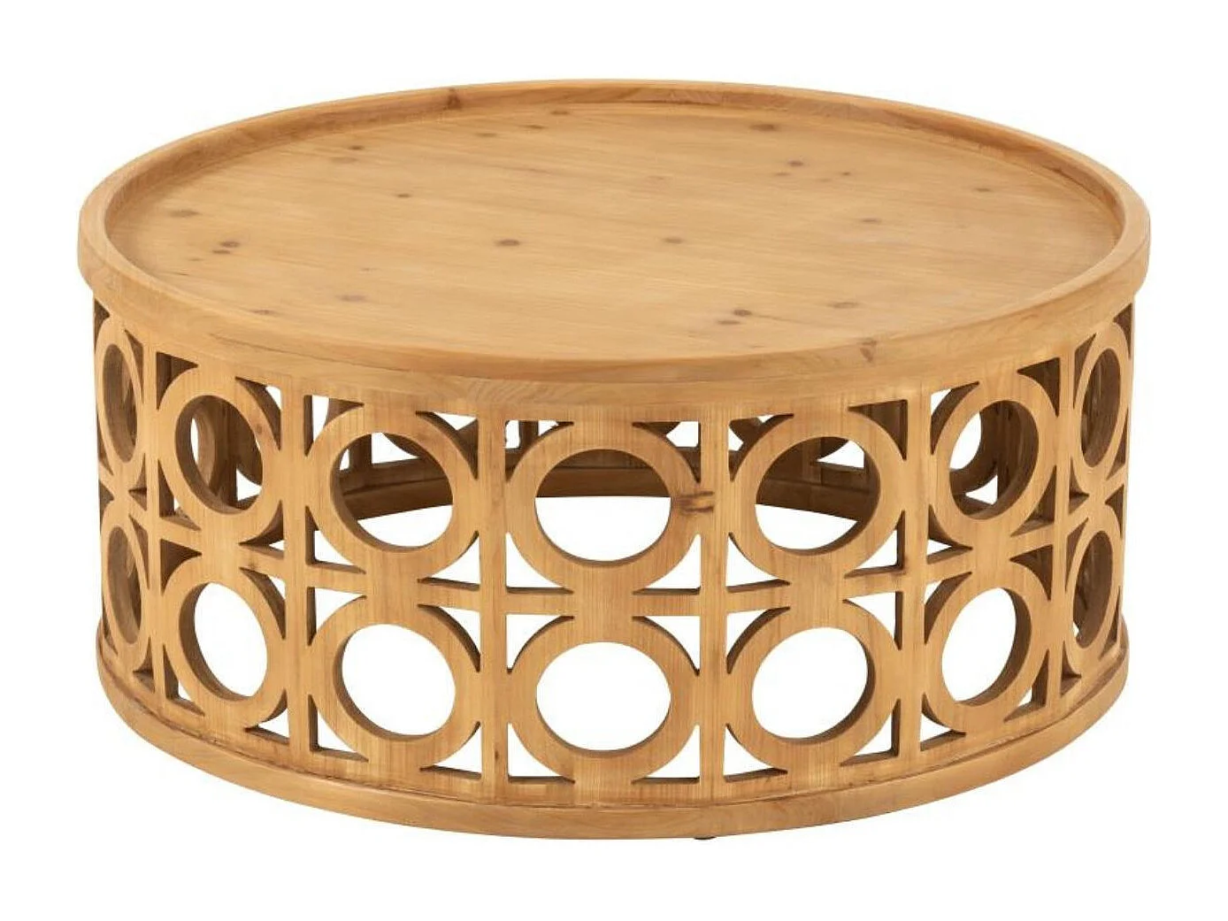 Table basse ronde sculptée en bois D78 - CAHUITA