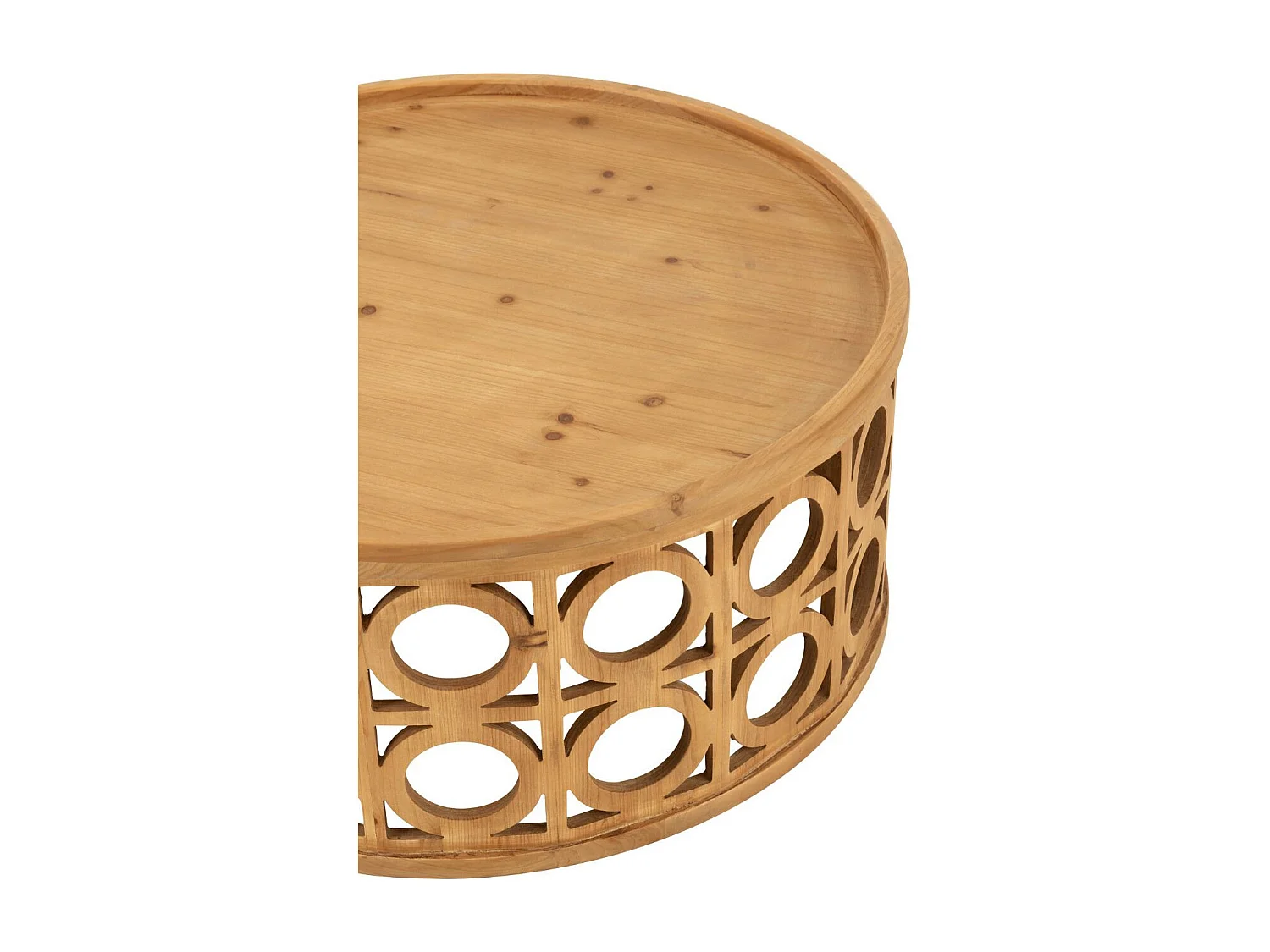 Table basse ronde sculptée en bois D78 - CAHUITA