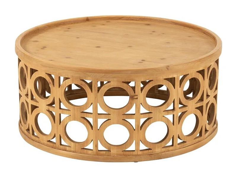 Table basse ronde sculptée en bois D78 - CAHUITA