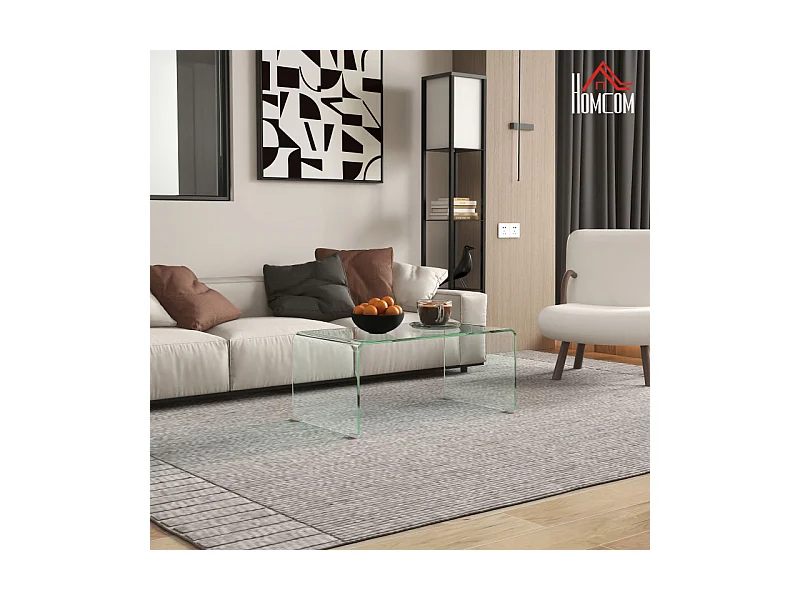 Table basse design contemporain verre trempé 10 mm