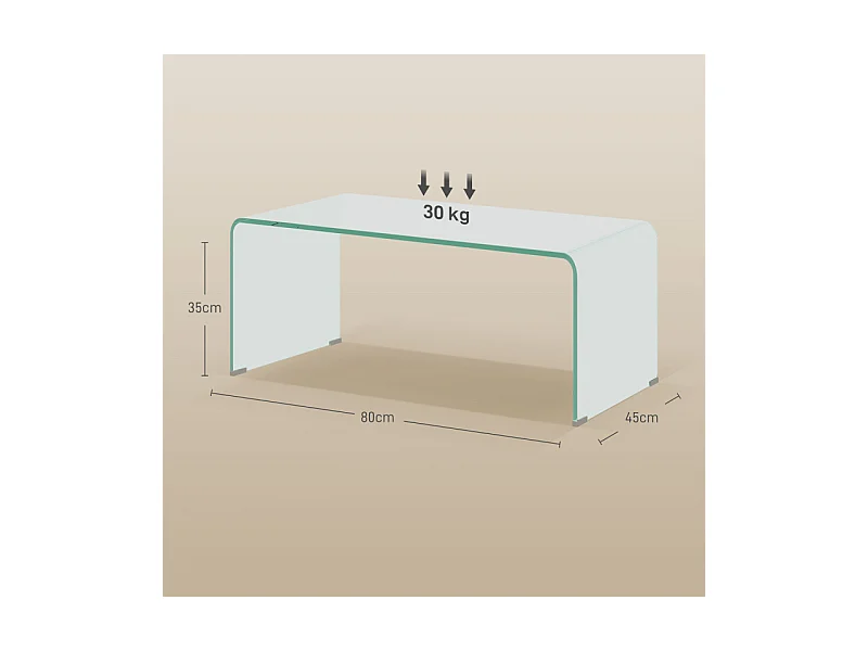 Table basse design contemporain verre trempé 10 mm