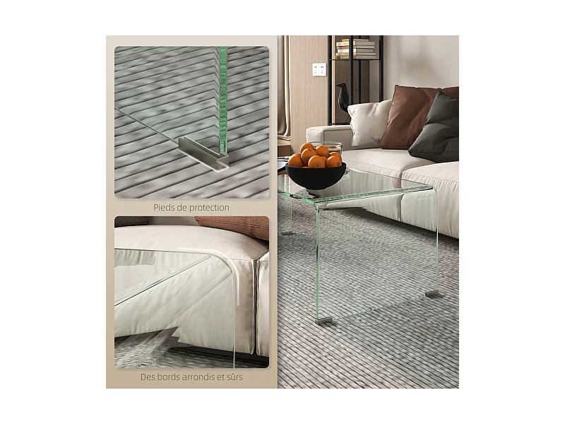 Table basse design contemporain verre trempé 10 mm