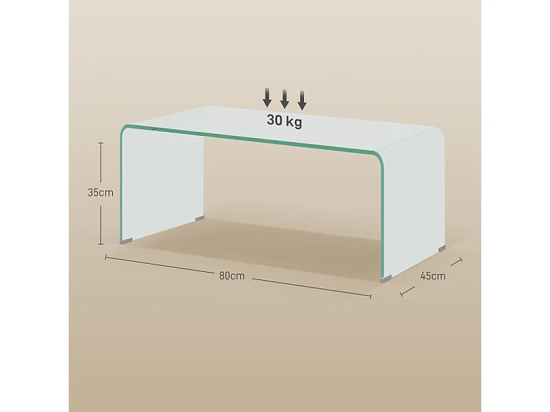 Table basse design contemporain verre trempé 10 mm
