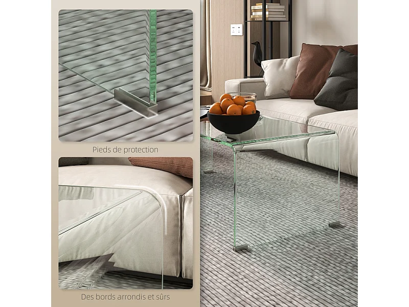 Table basse design contemporain verre trempé 10 mm