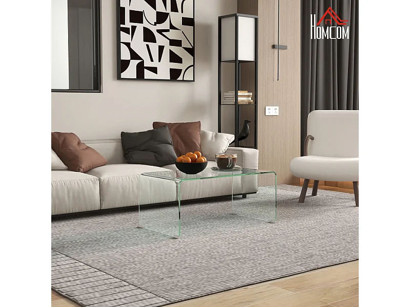 Table basse design contemporain verre trempé 10 mm