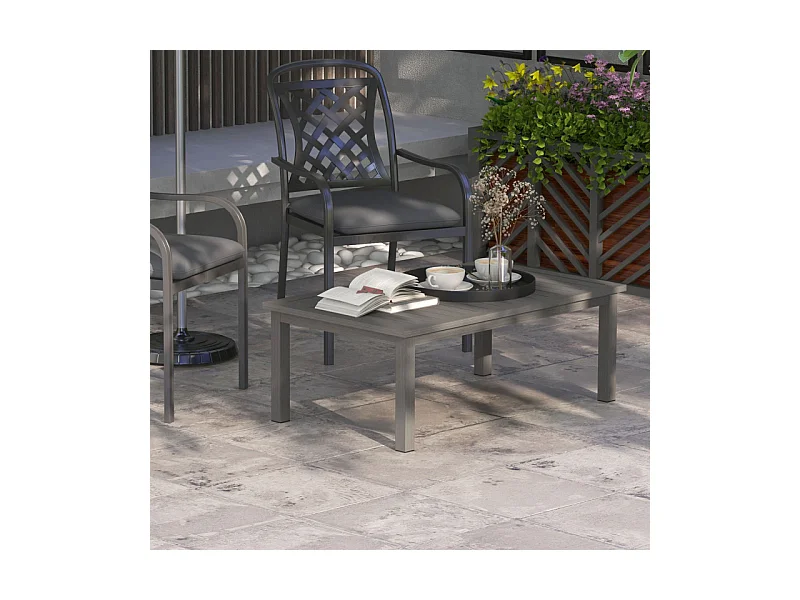 Table basse de jardin LUKE effet bois brun