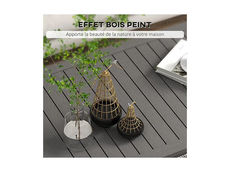 Table basse de jardin LUKE effet bois brun