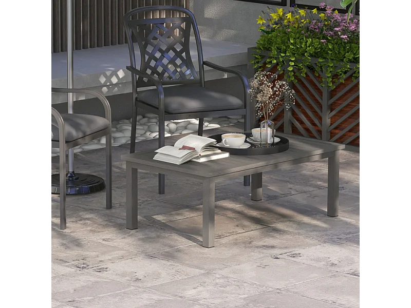 Table basse de jardin LUKE effet bois brun