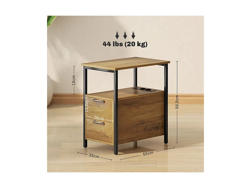 Table basse port USB et double prise STACY bois