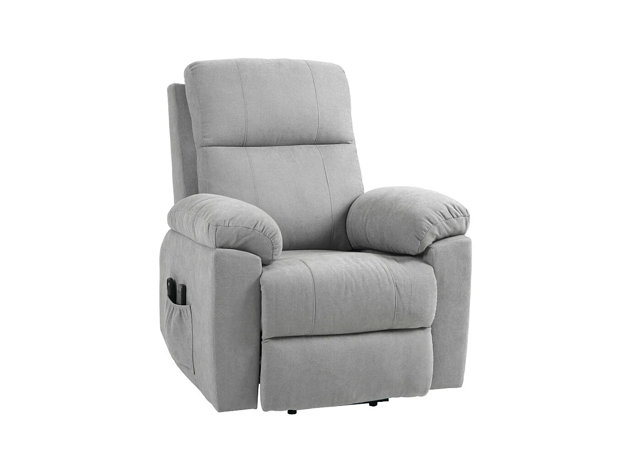 Fauteuil de massage releveur électrique réglable tissu gris clair