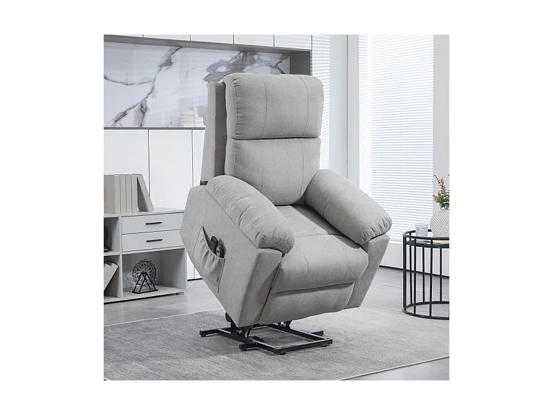 Fauteuil de massage releveur électrique réglable tissu gris clair
