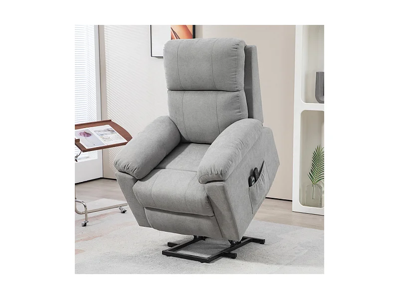 Fauteuil de massage releveur électrique réglable tissu gris clair
