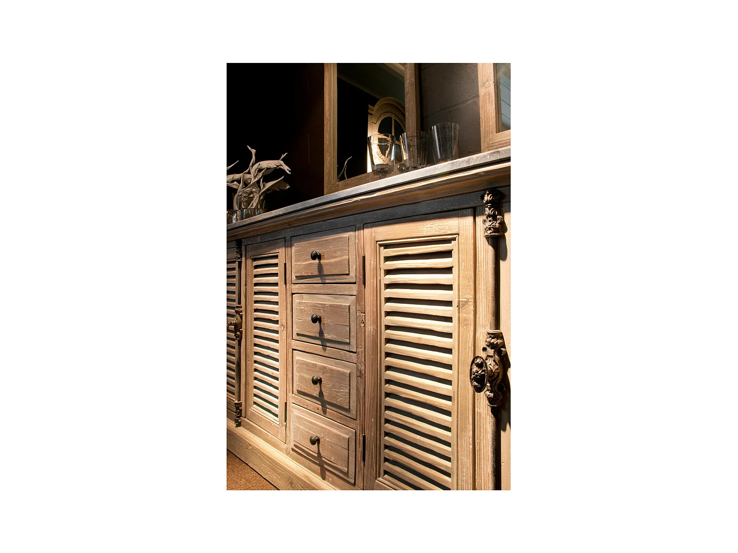 Meuble de salle de bain double vasque en bois et pierre L177 - HANOÏ